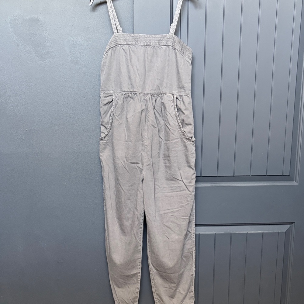 Anthropologie Postage Stamp Light Cotton Strap Jumpsuit